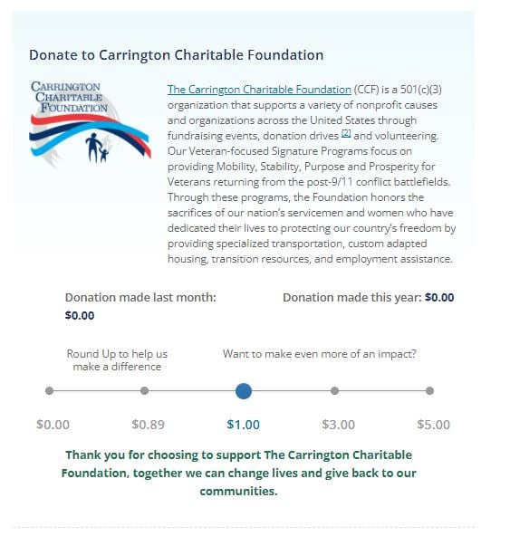 Carrington Charitable Foundation’s Round Up Program